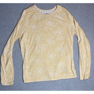 Hang Ten Sz L Shirt UPF Long Sleeve Super Soft Zipper Pocket Yellow Beach Pool